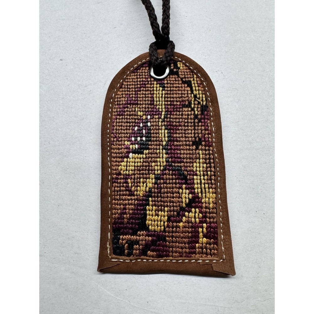 Siggy Handmade leather luggage tags‎ with Huipil Fabric